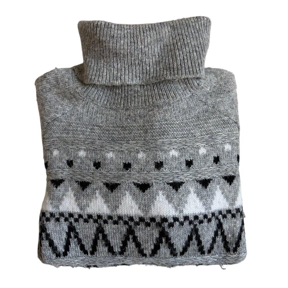 Evereve Morgan Fair Isle Turtleneck Sweater (Grey) - Medium